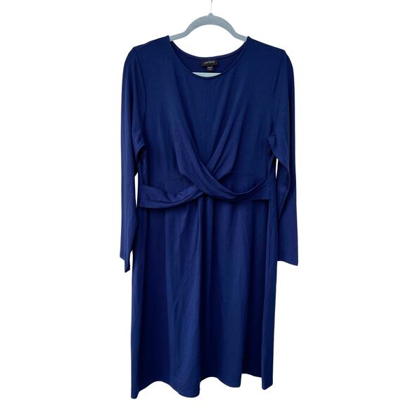 J Jill Dresses & Skirts - J Jill Wearever Blue Draped Midi Dress Long Sleeve Travel LP Large Petite